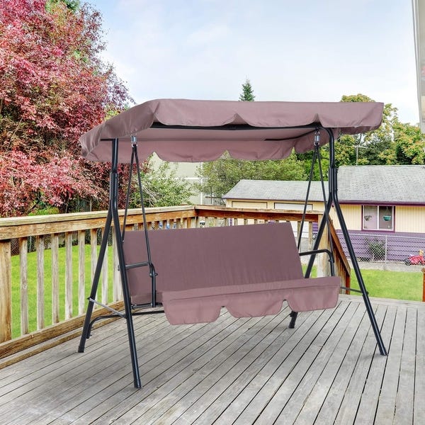 Shop Outsunny 3-Person Steel Fabric Outdoor Porch Swing Canopy .
