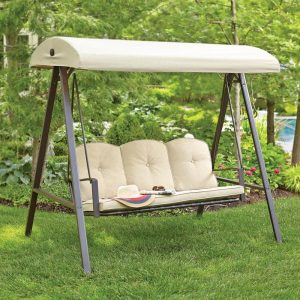 Hampton Bay Cunningham 3-Person Metal Outdoor Patio Swing with .