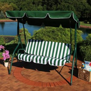 Winston Porter Sunseri 3-Person Striped Seat Outdoor Canopy Patio .