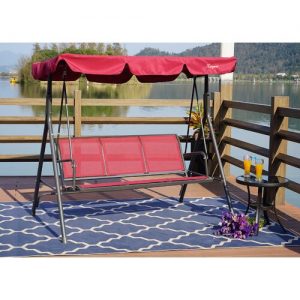 Rosalind Wheeler Decatur 3 Person Outdoor Porch Swing with Stand .