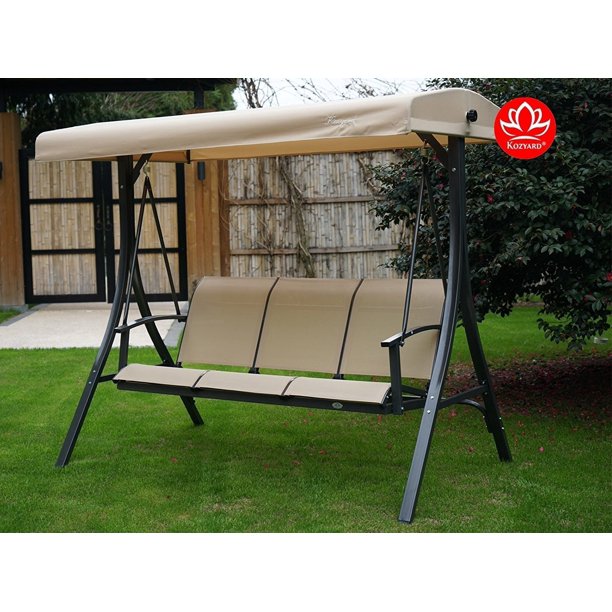 Kozyard Brenda 3 Person Outdoor Patio Swing with Strong Weather .