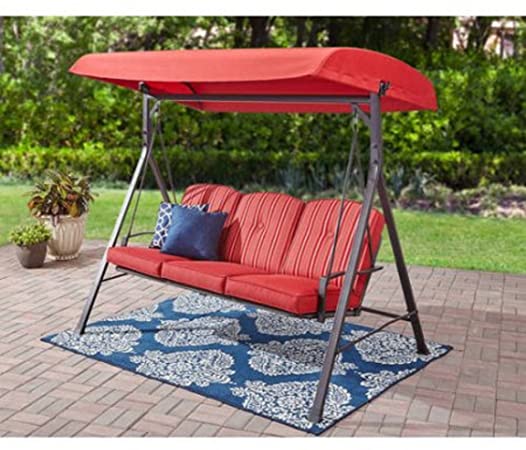 Amazon.com : Mainstays Forest Hills 3-Seat Cushion Swing (Red .