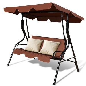 Shop Costway 3 Seats Patio Canopy Swing Glider Hammock Cushioned .