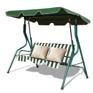 Costway 3 Seats Patio Canopy Swing Glider Hammock Cushioned Steel .