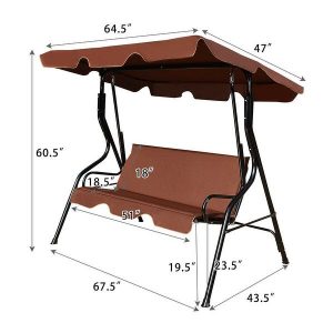 Shop Costway 3 Seats Patio Canopy Swing Glider Hammock Cushioned .