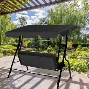 Shop Costway 3 Seats Patio Canopy Swing Glider Hammock Cushioned .