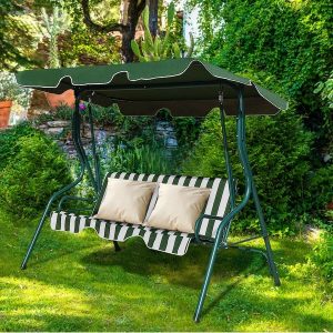 Shop Costway 3 Seats Patio Canopy Swing Glider Hammock Cushioned .