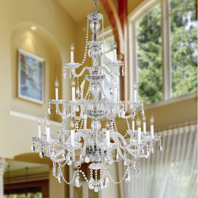 W83099C38-CL Provence 21 Light Chrome Finish and Clear Crystal .