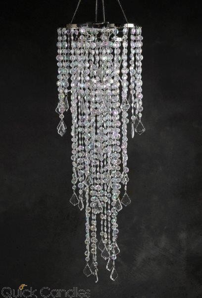 Crystal Chandelier 3-Tier LED Battery Operated 42in | Quick Candl