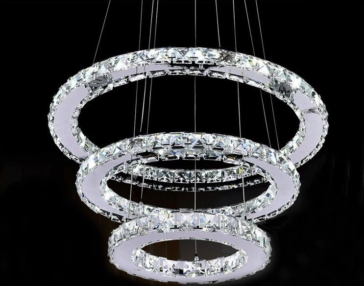 LED Crystal 3 Tier Ring Chandelier | Cristales, Colgantes .