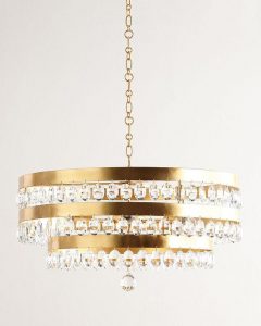 Perla Round 3 Tier Gold Crystals Chandeli