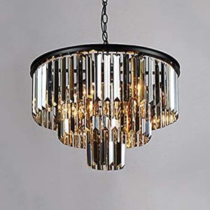 LITFAD Smoke Crystal 3 Tiers Chandelier Modern Design 6 Bulbs .