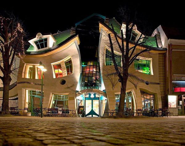 The crooked house (Sopot, Poland). The building seems to be melting in the midday sun and is one of the most photographed buildings in Poland.
