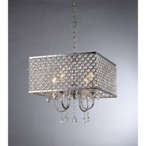 Warehouse of Tiffany Zarah 4-Light Chrome Crystal Chandelier with .