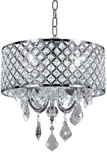 New Legend Lighting Chrome 4-Light Round Crystal Chandelier .