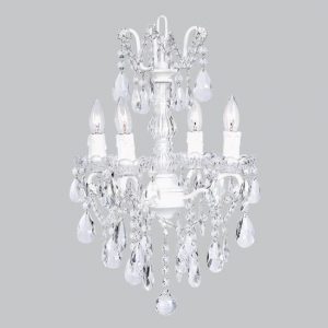 Chandelier - 4 Light - Crystal Glass Center - White - Jack and .