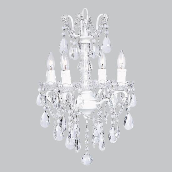 Chandelier - 4 Light - Crystal Glass Center - White - Jack and .