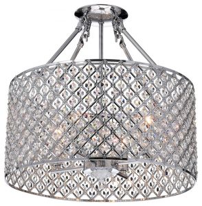 Marya 4-Light Chrome Beaded Drum Semi Flush Mount Chandelier Glam .