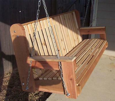 NEW 5 FOOT HAND MADE CEDAR PORCH SWING LARGE SEAT AREA HEAVY DUTY .