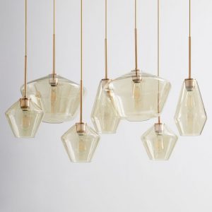 Sculptural Glass 7-Light Geo Chandelier - Champag