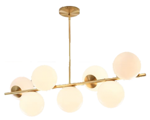 Sphere + Stem 7-Light Chandelier - Brass | Decori