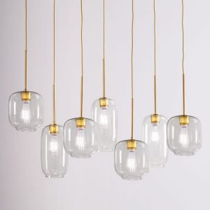 Sculptural Glass 7-Light Pebble Chandelier - Cle