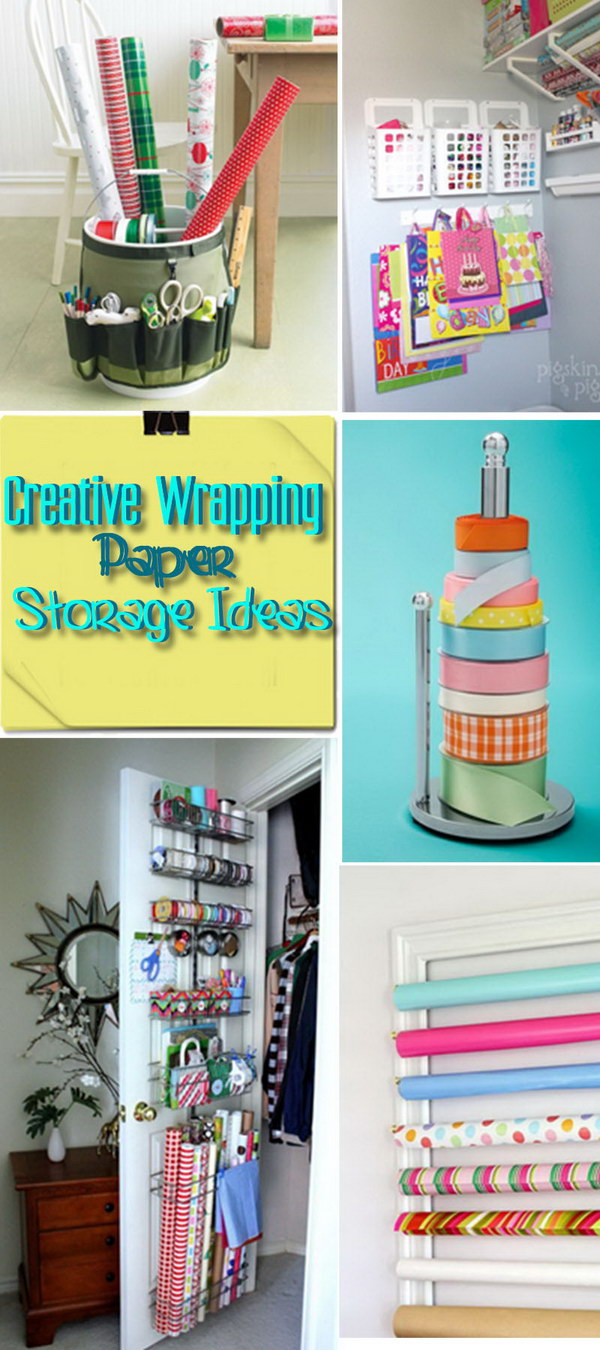 Creative ideas for storing wrapping paper!