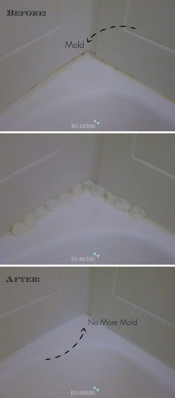 Soak the cotton strips with bleach to get rid of mold in your bathtub so you don't have to refill. 