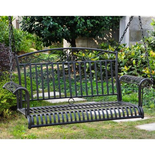 2 Person Antique Black Iron Outdoor Swings