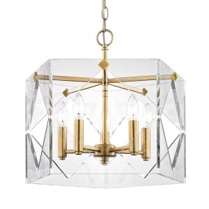 Home Decorators Collection Pentos 5-Light Aged Brass Acrylic .