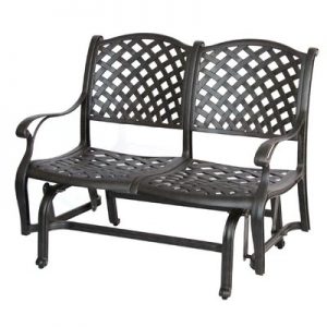 Fleur De Lis Living Lincolnville Aluminum Glider Bench with .