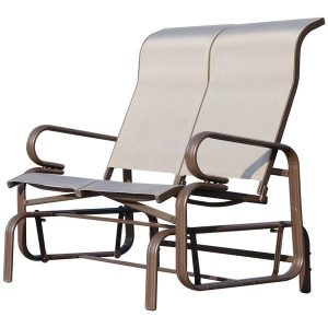 Shop Outsunny Aluminum Outdoor Double Glider Rocking Bench Mesh .