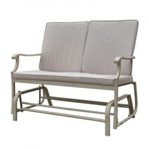 Courtyard Casual 29 in. Aluminum Outdoor Double Glider with Beige .