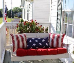 Patriotic Porch Swing! | 4th of july decorations, Front porch .