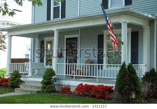 Typical Front Porch Home Small Town Stock Photo (Edit Now) 13111