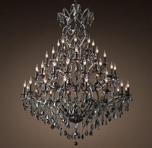 Rococo Black Iron Crystal Round Chandeli