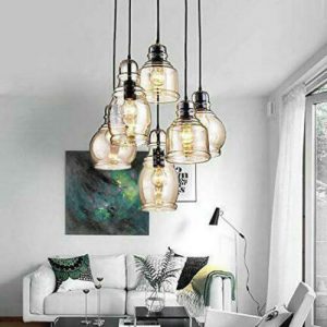 6-Light Antique Chandeliers Cognac Glass Pendant Lamps Home .