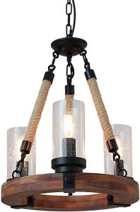 Giluta Wooden Ring Hemp Rope Chandelier Retro Farmhouse Style .