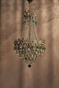 Vintage Antique Crystal 1930´s Old Basket Chandelier French Luster .