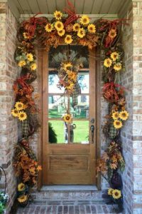 Sunflower garland for entryway | Fall outdoor, Fall front door .