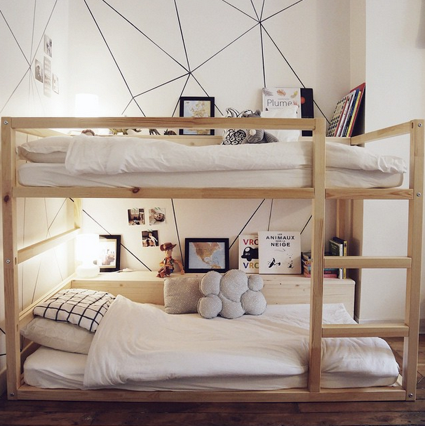 Ikea Kura bed transformed into bunk beds with shelves // Love that .