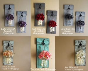 Mason Jar Wall Sconces, Farmhouse Wall Decor, Wood Wall Sconce .