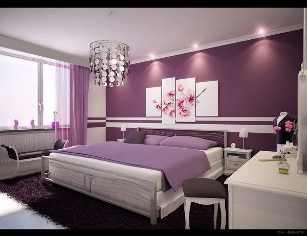 45 Beautiful Paint Color Ideas for Master Bedroom | Purple bedroom .