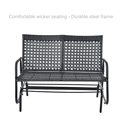 Amazon.com : Koonlert@Shop Patio Outdoor Wicker Glider Bench Chair .