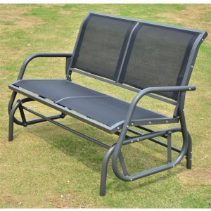 comfortable Black Outdoor Durable Steel Frame Patio Swing Glider .