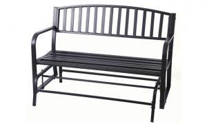 Black Steel Patio Garden Park Yard Outdoor Swing Glider Bench .