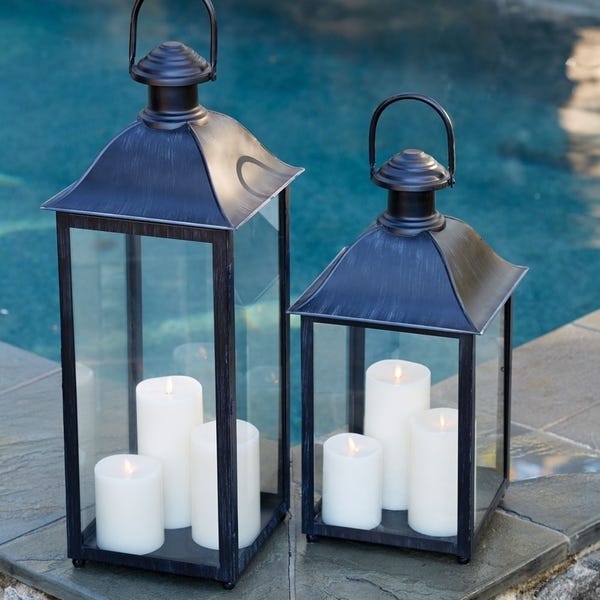 Shop Coach House 23 inch Outdoor Lantern Washed Black - Overstock .