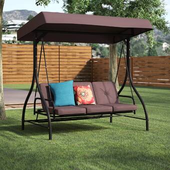 Winston Porter Lasalle Canopy Patio Porch Swing with Stand .