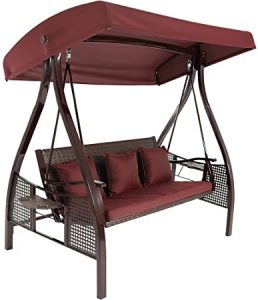 Amazon.com : Sunnydaze 3-Seat Deluxe Outdoor Patio Swing with .