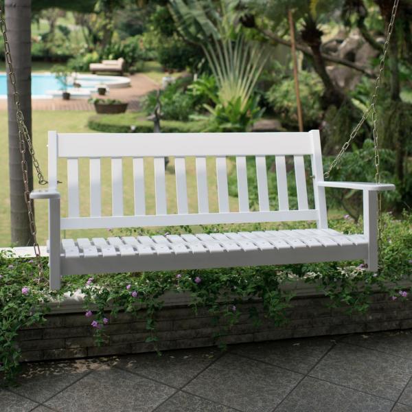 Cambridge Casual Thames White Wood Porch Swing HD-130228-WH - The .